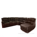 High quality Solid Wood Leather Recliner Corner Sofa